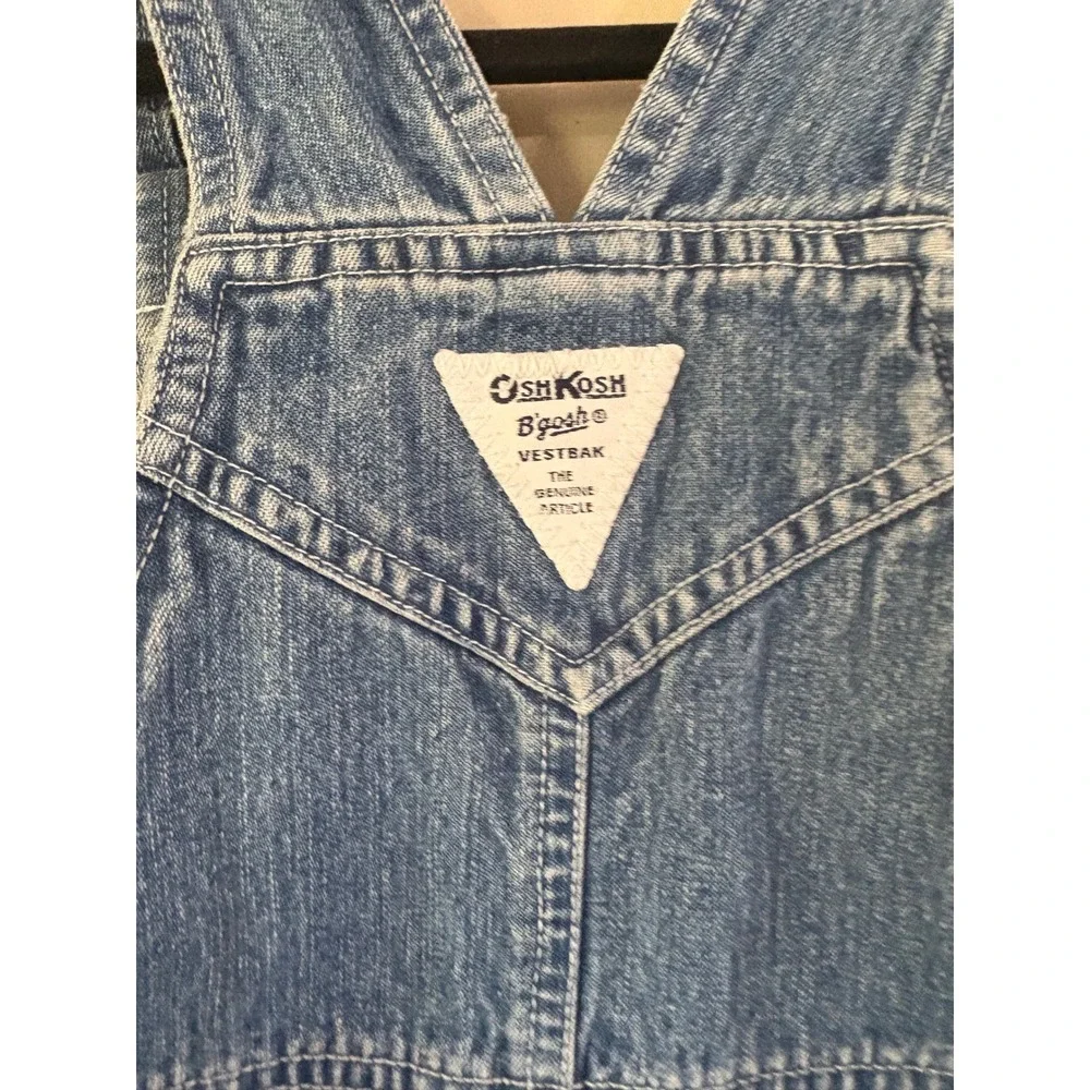 Vintage OshKosh Bgosh Girls Denim Overall Jumper Dress Sunflower Blue Size 6